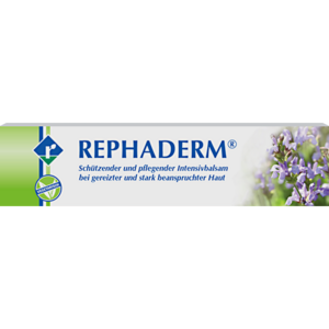 REPHADERM® ist ein schützender und pflegender Balsam bei gereizter und stark beanspruchter Haut. Es enthält die pflanzlichen Wirkstoffe: Salbei, Bitterem Beifuß, Rosmarin, Sonnenhut und Myrrhe.