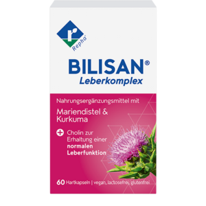 BILISAN® Leberkomplex BILISAN® Leberkomplex kombiniert die Kraft der Mariendistel, Kurkuma und Cholin zum Schutz und zur Stärkung der Leber.