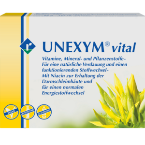 UNEXYM® vital UNEXYM® vital harmonisiert auf der Basis der Kombination von Vitalstoffen und Pflanzenkraft den Verdauungstrakt und beugt Fehlsteuerungen vor.